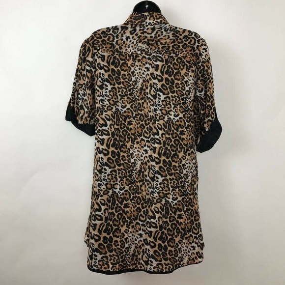 Robertson Shirt Dress Brown Leopard Print Sz L - Picture 5 of 8